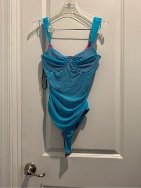 Forever 21 Teal and Hot Pink bodysuit size small